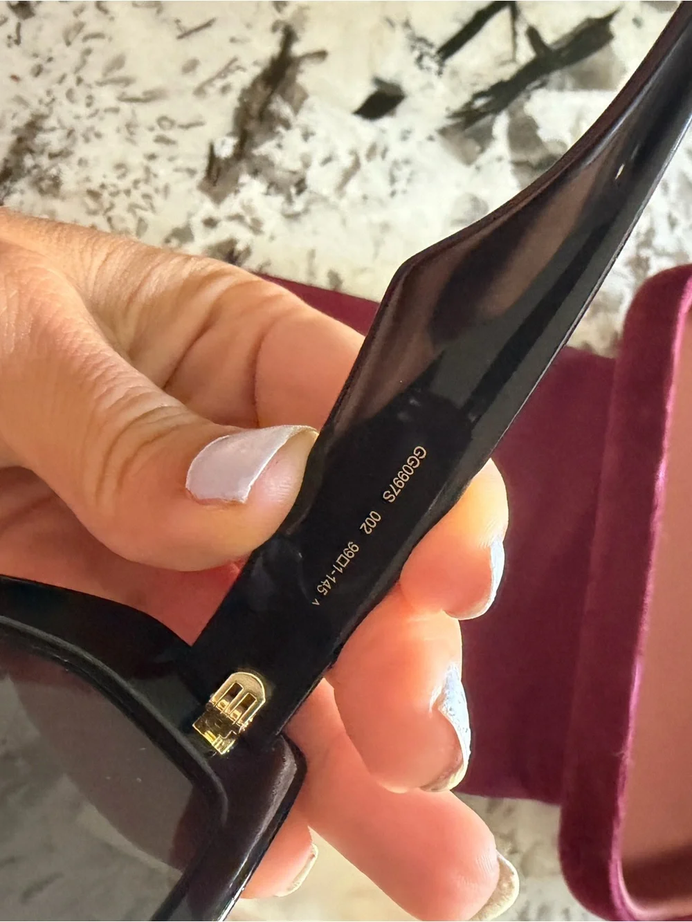 Gucci Oversized Shield Sunglasses in Black with Burgundy Case